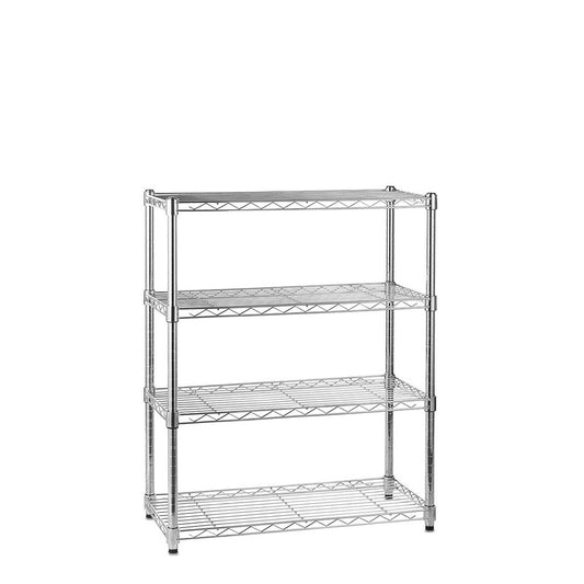 4 Tier Chrome Wire Shelving Unit - H900 x W750 x D350mm