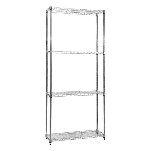 4 Tier Narrow Chrome Wire Shelving Unit - W750 x D350mm