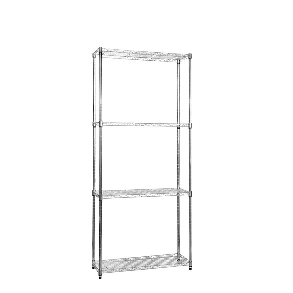 4 Tier Narrow Chrome Wire Shelving Unit - W750 x D350mm