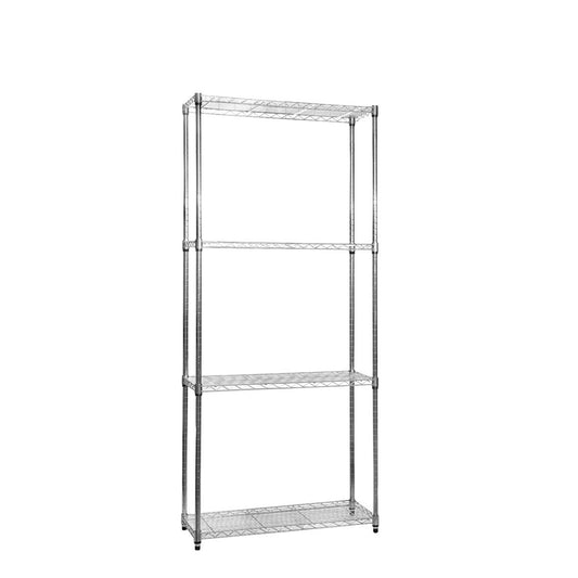 4 Tier Narrow Chrome Wire Shelving Unit - W750 x D350mm