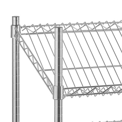 3 Tier Chrome Wire Shelving Unit with Slanted Shelves - H900 x D450mm