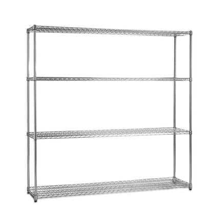 4 Tier Heavy Duty Chrome Wire Shelving Unit - H1800 x D450mm