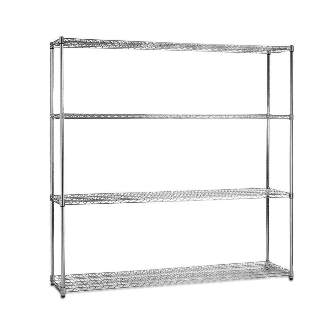 4 Tier Heavy Duty Chrome Wire Shelving Unit - H1800 x D600mm
