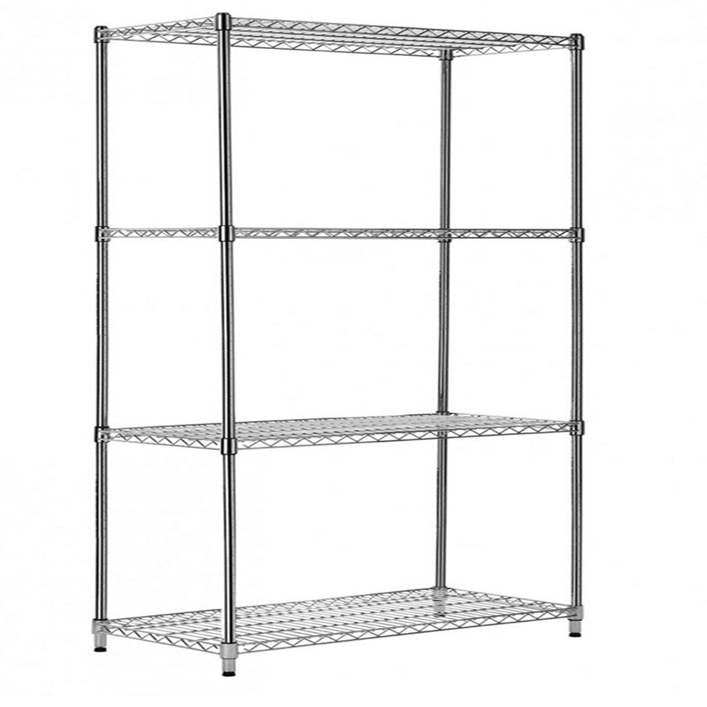 4 Tier Heavy Duty Chrome Wire Shelving Unit - H2400 x D450mm