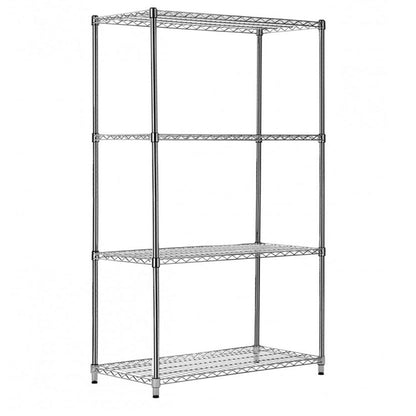 4 Tier Heavy Duty Chrome Wire Shelving Unit - H2400 x D450mm