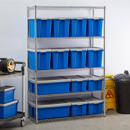4 Tier Heavy Duty Chrome Wire Shelving Unit - H2400 x D450mm