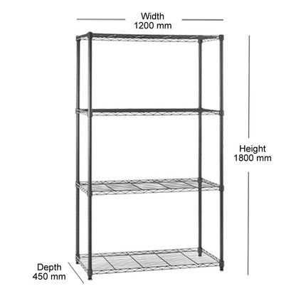 4 Tier Carbon Grey Shelving Unit - H1800 x D450mm