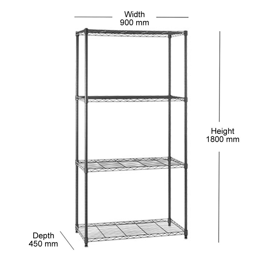 4 Tier Carbon Grey Shelving Unit - H1800 x D450mm