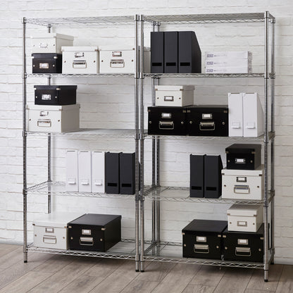 5 Tier Narrow Chrome Wire Shelving Unit - H1600 x D350mm