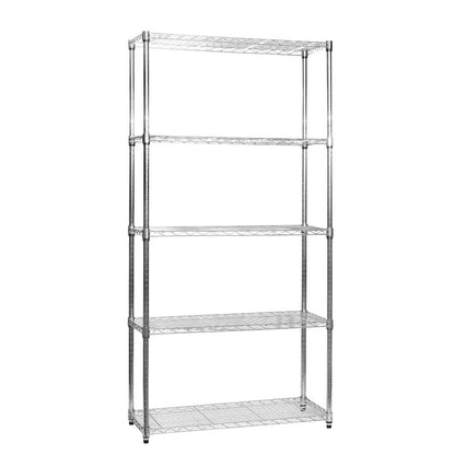 5 Tier Narrow Chrome Wire Shelving Unit - H1800 x D350mm