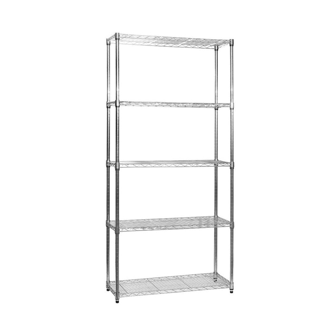 5 Tier Narrow Chrome Wire Shelving Unit - H1800 x D350mm