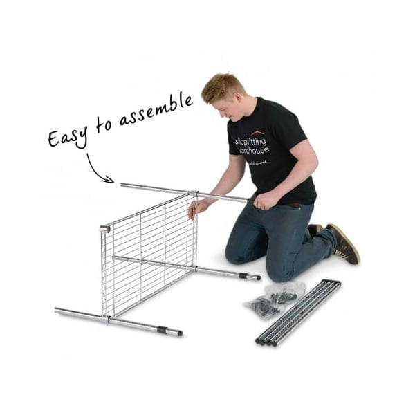 5 Tier Chrome Wire Shelving Unit with Slanted Shelves - H2100 x D450mm