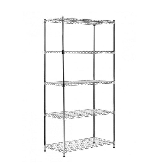 5 Tier Heavy Duty Chrome Wire Shelving Unit - H1800 x D450mm