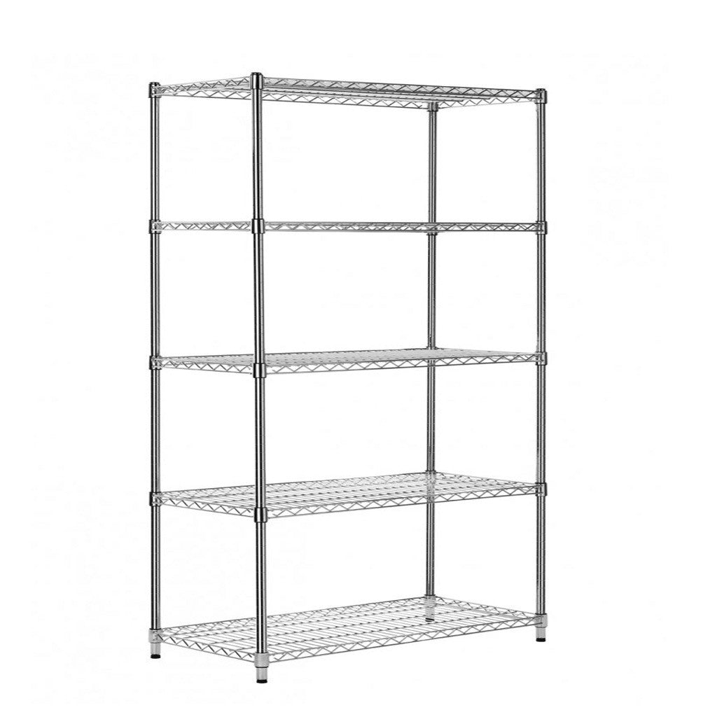5 Tier Heavy Duty Chrome Wire Shelving Unit - H1800 x D450mm