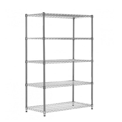 5 Tier Heavy Duty Chrome Wire Shelving Unit - H1800 x D450mm