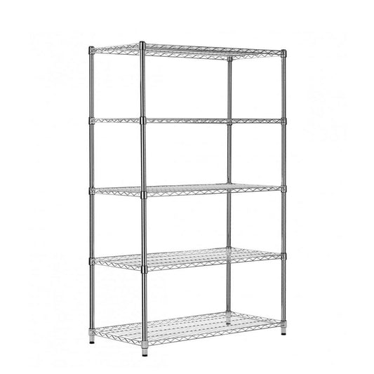 5 Tier Heavy Duty Chrome Wire Shelving Unit - H1800 x D600mm