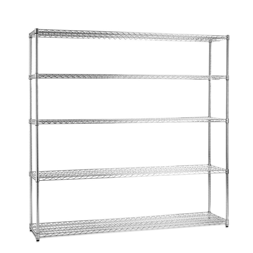 5 Tier Heavy Duty Chrome Wire Shelving Unit - H1800 x D600mm