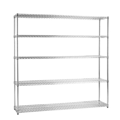 5 Tier Heavy Duty Chrome Wire Shelving Unit - H1800 x D600mm
