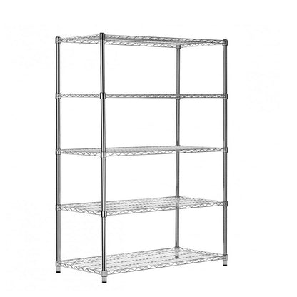 5 Tier Heavy Duty Chrome Wire Shelving Unit - H1800 x D600mm