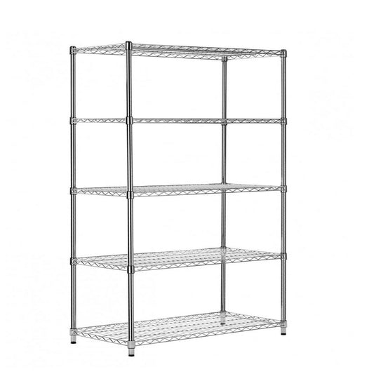 5 Tier Heavy Duty Chrome Wire Shelving Unit - H1800 x D600mm