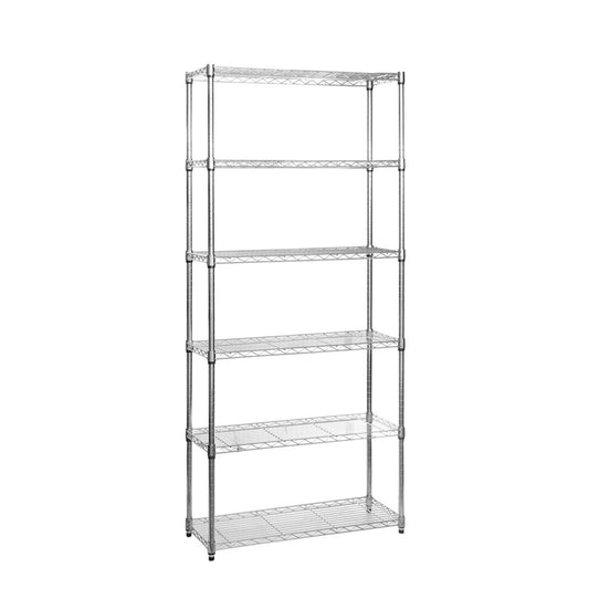 6 Tier Narrow Chrome Wire Shelving Unit - H1800 x D350mm