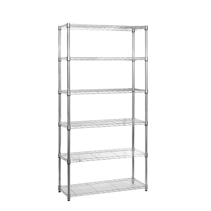 6 Tier Narrow Chrome Wire Shelving Unit - H1800 x D350mm