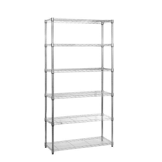 6 Tier Narrow Chrome Wire Shelving Unit - H1800 x D350mm