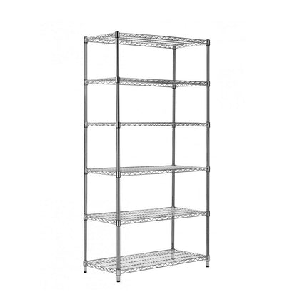 6 Tier Heavy Duty Chrome Wire Shelving Unit - H1800 x D450mm