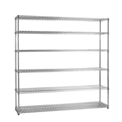 6 Tier Heavy Duty Chrome Wire Shelving Unit - H1800 x D450mm