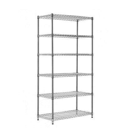 6 Tier Heavy Duty Chrome Wire Shelving Unit - H1800 x D600mm