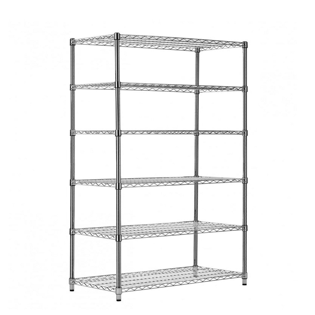 6 Tier Heavy Duty Chrome Wire Shelving Unit - H1800 x D600mm