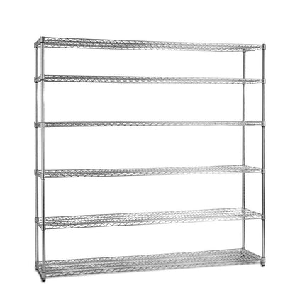 6 Tier Heavy Duty Chrome Wire Shelving Unit - H1800 x D600mm