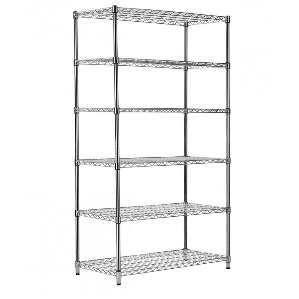 6 Tier Heavy Duty Chrome Wire Shelving Unit - H2400 x D450mm