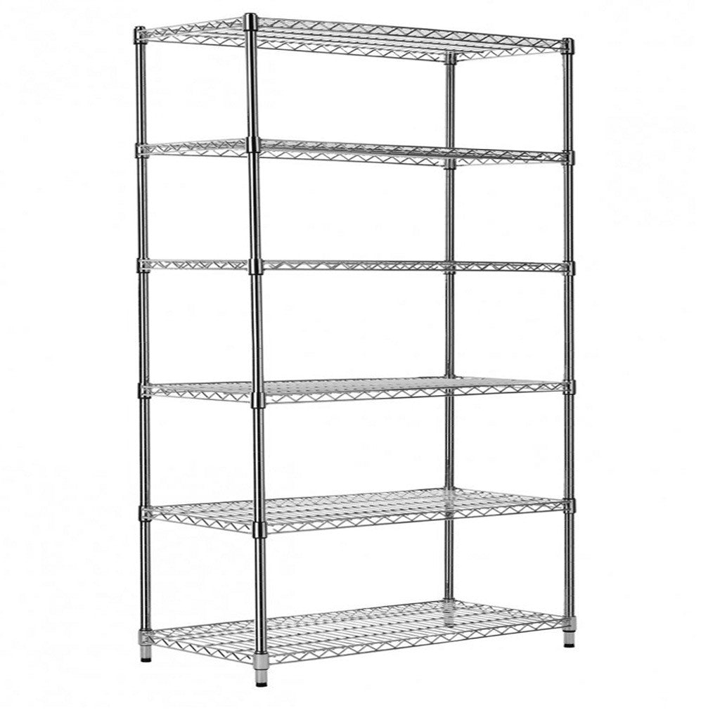 6 Tier Heavy Duty Chrome Wire Shelving Unit - H2400 x D450mm