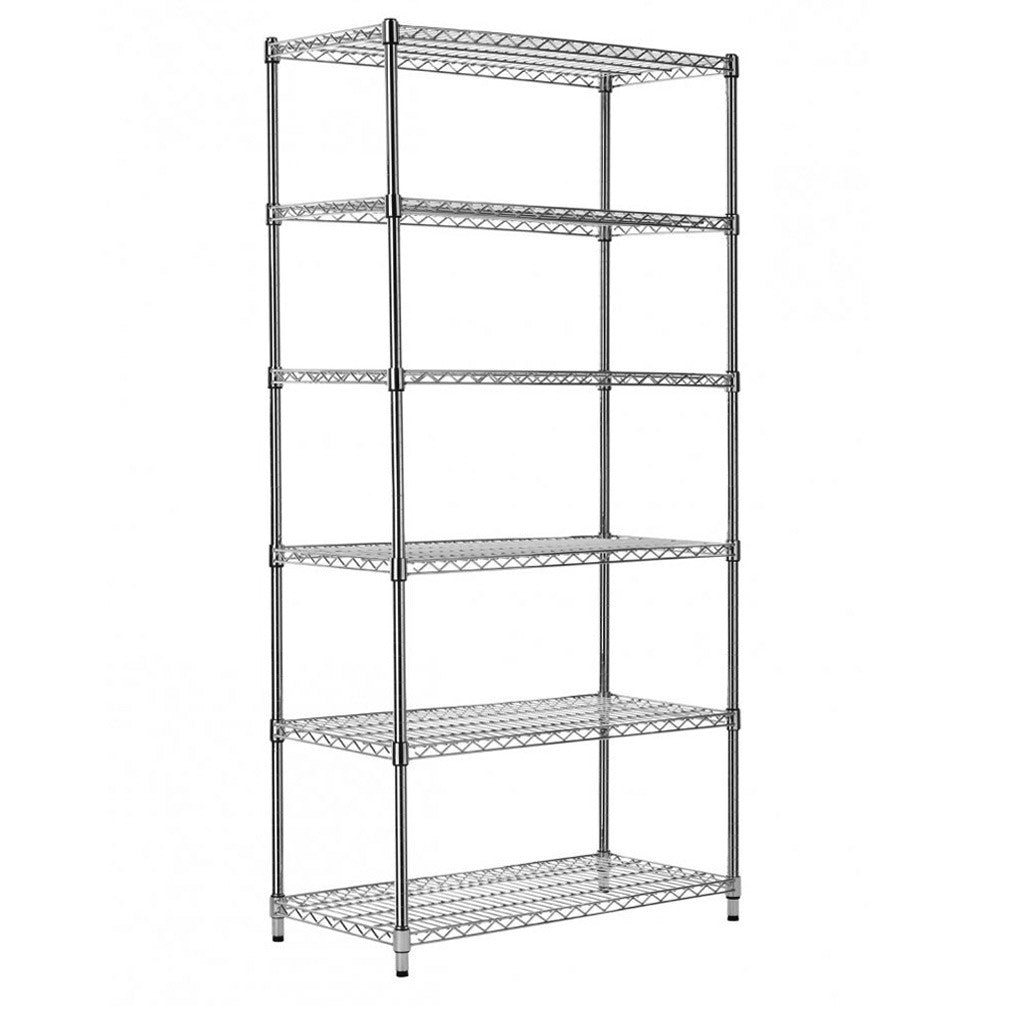 6 Tier Heavy Duty Chrome Wire Shelving Unit - H2400 x D450mm