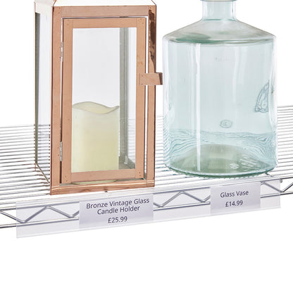 Shelf Edge Label Holder for Chrome Wire Shelving - Fits 450mm Shelf Edge
