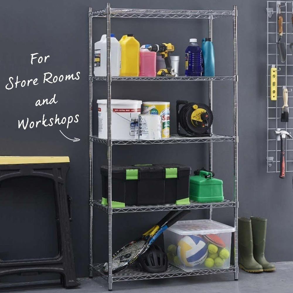 2 x 4 Tier Chrome Wire Shelving Units - H1800 x D450mm