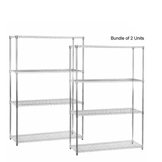 2 x 4 Tier Chrome Wire Shelving Units - H1800 x D450mm