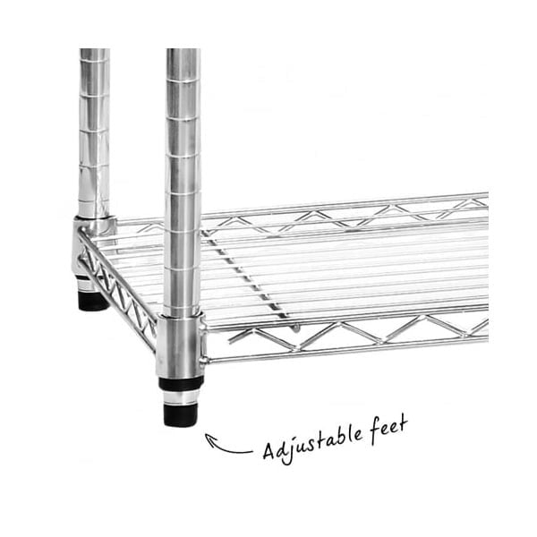 2 x 6 Tier Chrome Wire Shelving Units with 1 x Corner Unit - H1800 x W1880 (each side) x D450mm