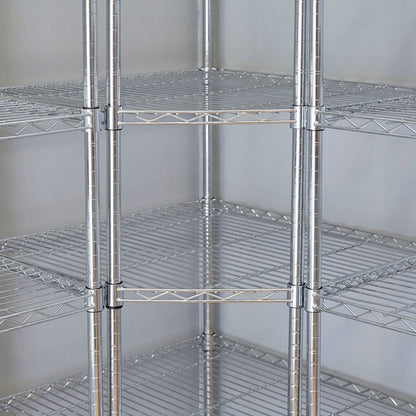 2 x 6 Tier Chrome Wire Shelving Units with 1 x Corner Unit - H1800 x W1880 (each side) x D450mm
