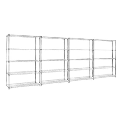 4 x 5 Tier Chrome Wire Shelving Units - H1800 x D450mm