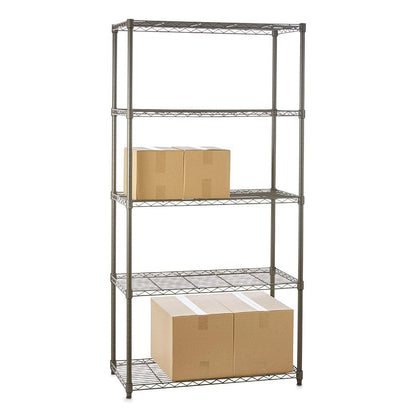 5 Tier Narrow Carbon Grey Shelving Unit - H1800 x W900 x D350mm
