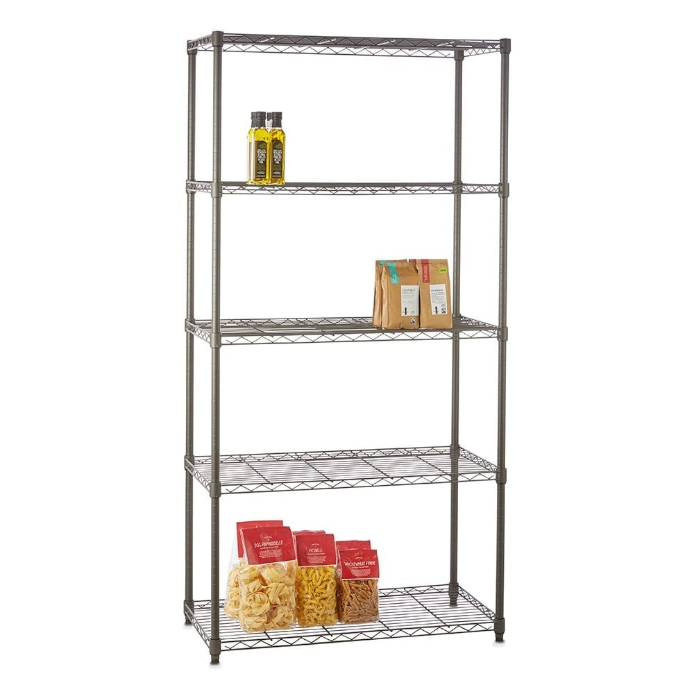 5 Tier Narrow Carbon Grey Shelving Unit - H1800 x W900 x D350mm