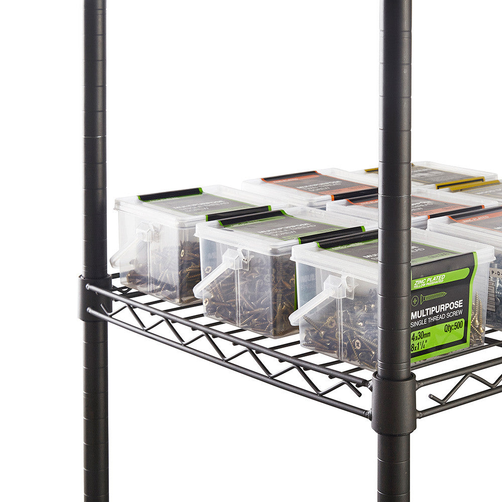 5 Tier Narrow Carbon Grey Shelving Unit - H1800 x W900 x D350mm