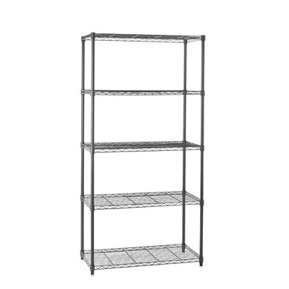 5 Tier Narrow Carbon Grey Shelving Unit - H1800 x W900 x D350mm