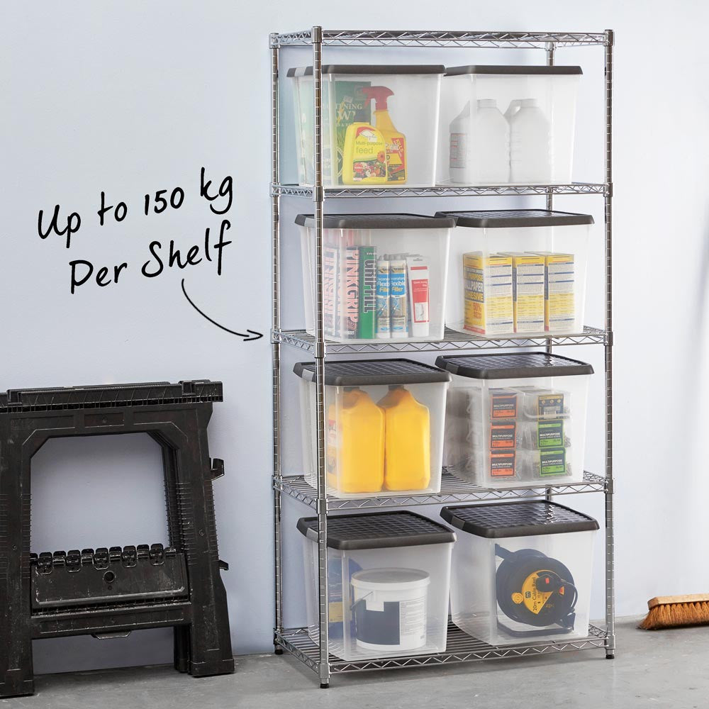 5 Tier Chrome Wire Shelving Unit - H2100mm