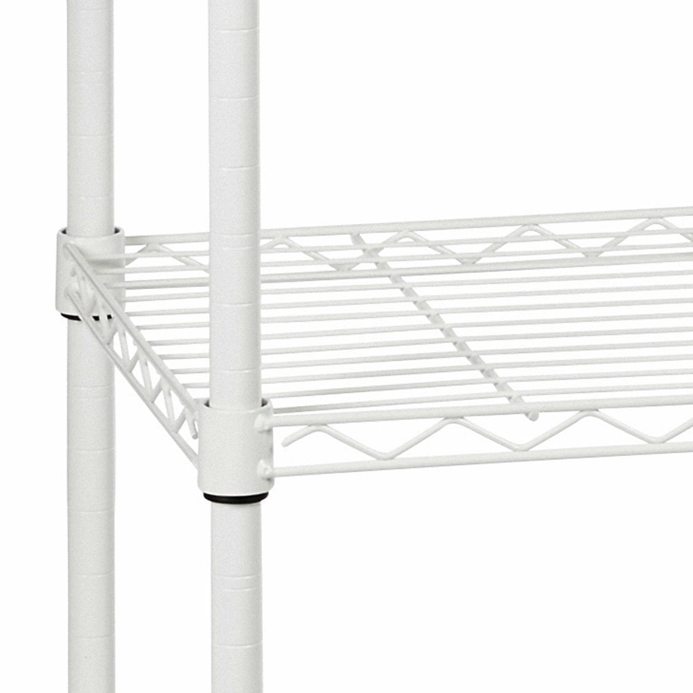 5 Tier Narrow Light Duty White Wire Shelving Unit - H1500 x W750 x D350mm