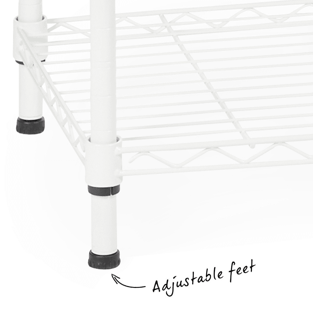 5 Tier Narrow Light Duty White Wire Shelving Unit - H1500 x W750 x D350mm