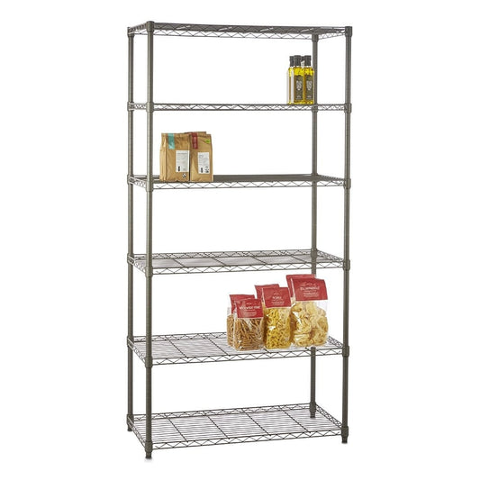 6 Tier Carbon Grey Shelving Unit - H1800 x W900 x D350mm