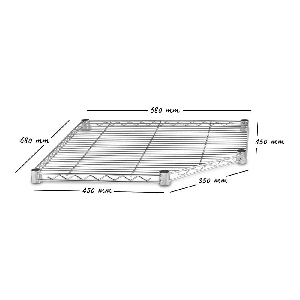 6 Tier Chrome Wire Shelving Corner Unit - H1800 x W680 x D450mm